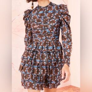 Ulla Johnson Blue and Brown Mini Dress